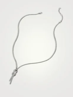 Love Knot Sterling Silver Chain Lariat Necklace