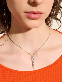 Love Knot Sterling Silver Chain Lariat Necklace