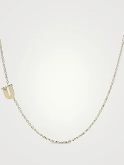 Love Letter Customizable 14K Gold Single Diamond Necklace