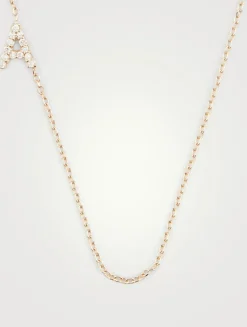 Love Letter Gold A Initial Necklace With Pavé Diamonds
