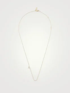 Love Letter Gold A Initial Necklace With Pavé Diamonds
