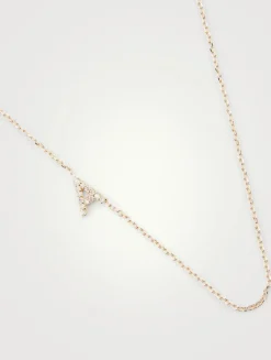 Love Letter Gold A Initial Necklace With Pavé Diamonds