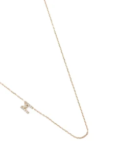 Love Letter Gold M Initial Necklace With Pavé Diamonds