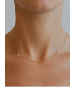 Love Letter Gold M Initial Necklace With Pavé Diamonds