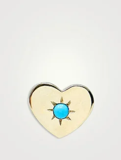 Love Letter 14K Gold Heart Single Stud Earring With Turquoise