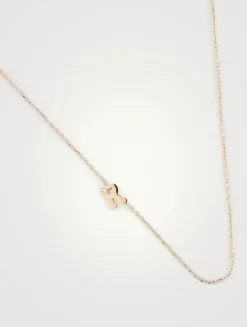 Love Letter 14K Gold R Initial Single Diamond Necklace