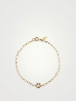 Love Letter 14K Gold Star Of David Mini Paperclip Bracelet