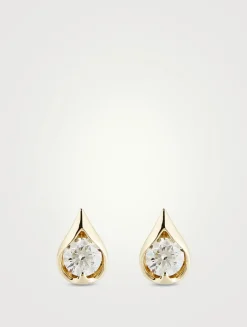 LU 18K Gold Droplet Diamond Stud Earrings