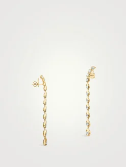 LU 18K Gold Droplet Stiletto Earrings With Diamonds