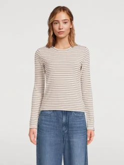 Luca Ribbed Long-Sleeve T-Shirt In Stripe Print