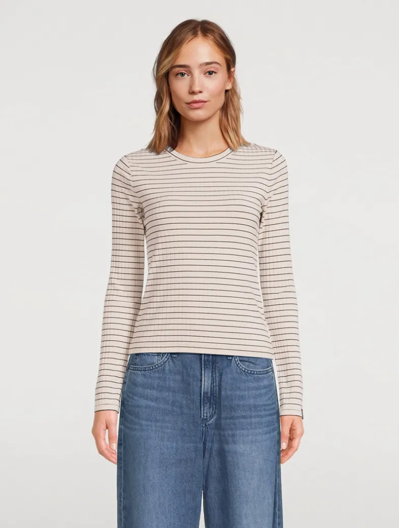 Luca Ribbed Long-Sleeve T-Shirt In Stripe Print