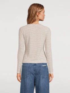 Luca Ribbed Long-Sleeve T-Shirt In Stripe Print