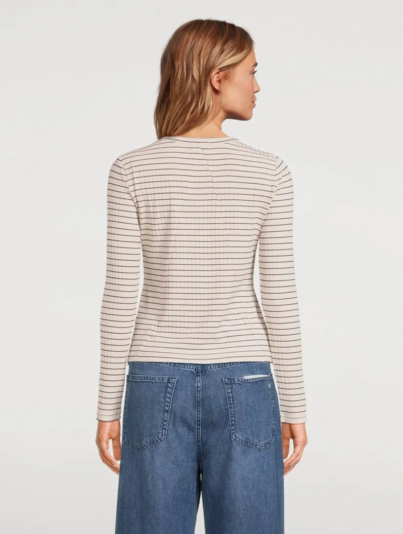 Luca Ribbed Long-Sleeve T-Shirt In Stripe Print