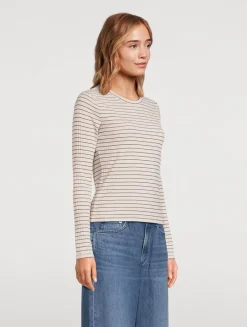 Luca Ribbed Long-Sleeve T-Shirt In Stripe Print