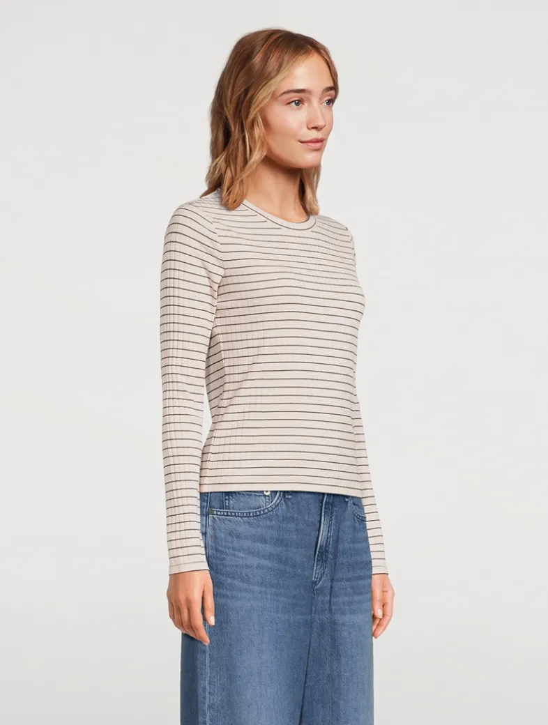 Luca Ribbed Long-Sleeve T-Shirt In Stripe Print