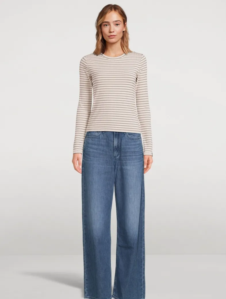 Luca Ribbed Long-Sleeve T-Shirt In Stripe Print