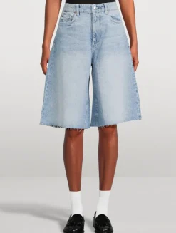 Lucila Wide-Leg Denim Shorts