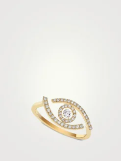 Lucky Eye 18K Gold Pavé Ring With Diamonds