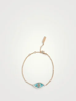 Lucky Eye 18K Rose Gold Bracelet With Turquoise And Diamonds