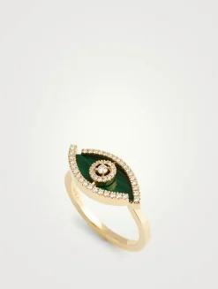 Lucky Eye Malachite 18K Gold Ring With Diamonds