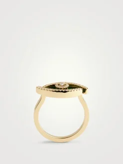 Lucky Eye Malachite 18K Gold Ring With Diamonds