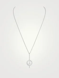 Lucky Move 18K White Gold Arrow Necklace With Diamonds