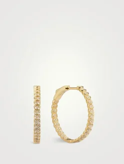 Luna 18K Gold Hoop Earrings With Diamonds
