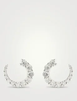 Luna 18K White Gold Wrap Earrings With Diamonds