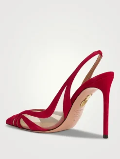 Lune Suede Mesh Slingback Pumps