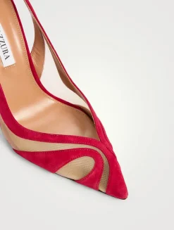 Lune Suede Mesh Slingback Pumps