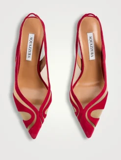 Lune Suede Mesh Slingback Pumps