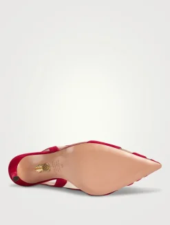 Lune Suede Mesh Slingback Pumps