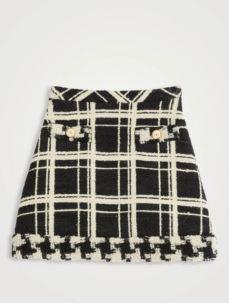 Macro Check Tweed Mini Skirt