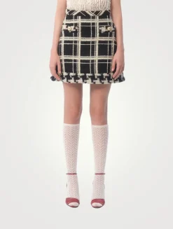 Macro Check Tweed Mini Skirt