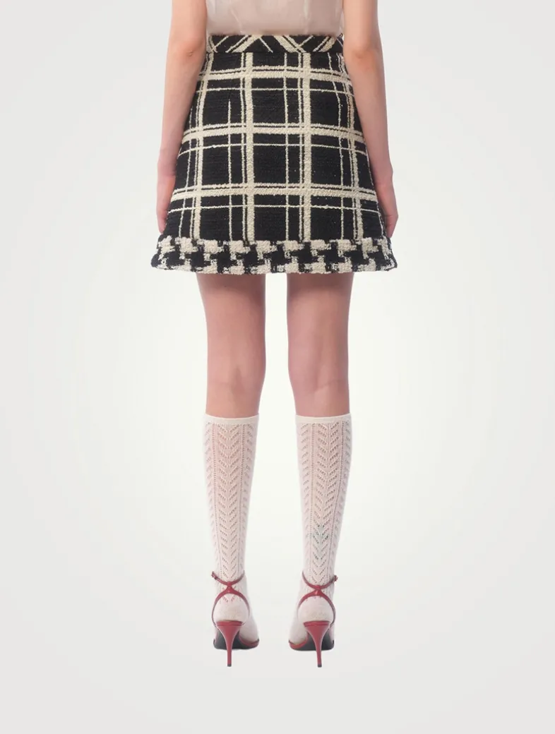 Macro Check Tweed Mini Skirt
