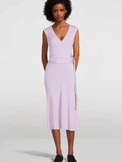 Madeline Belted Rib-Knit Dress