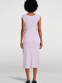 Madeline Belted Rib-Knit Dress