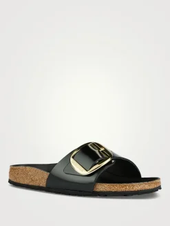 Madrid Big Buckle Leather Slide Sandals