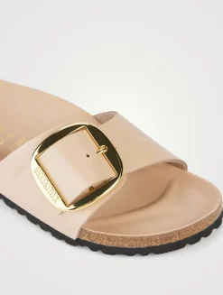 Madrid Big Buckle Leather Slide Sandals