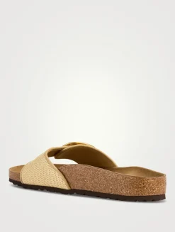 Madrid Big Buckle Raffia Slide Sandals