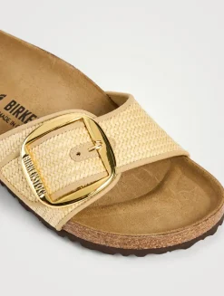 Madrid Big Buckle Raffia Slide Sandals