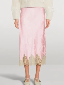 Malina Bow Jacquard Satin Slip Skirt