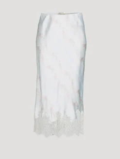 Malina Satin Slip Skirt In Floral Print