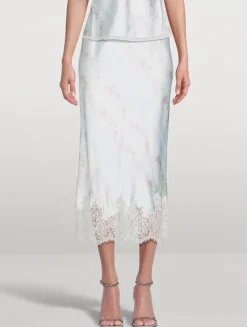 Malina Satin Slip Skirt In Floral Print