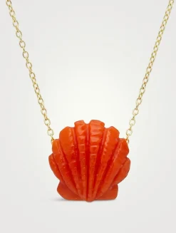 Mar, Sol Y Fruta 9K Gold Concha Necklace