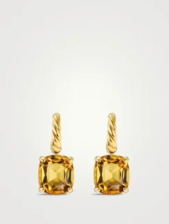 Marbella Drop Earrings In 18k Yellow Gold With Citrine, 11mm