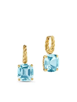 Marbella Drop Earrings In 18k Yellow Gold With Hampton Blue Topaz, 11mm