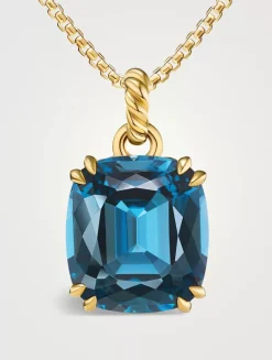 Marbella Pendant In 18k Yellow Gold With Hampton Blue Topaz, 22mm