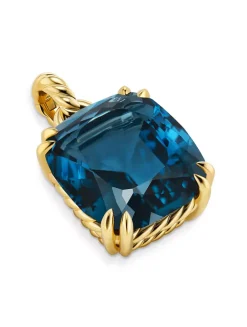 Marbella Pendant In 18k Yellow Gold With Hampton Blue Topaz, 22mm
