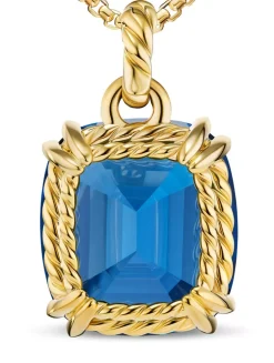 Marbella Pendant In 18k Yellow Gold With Hampton Blue Topaz, 22mm